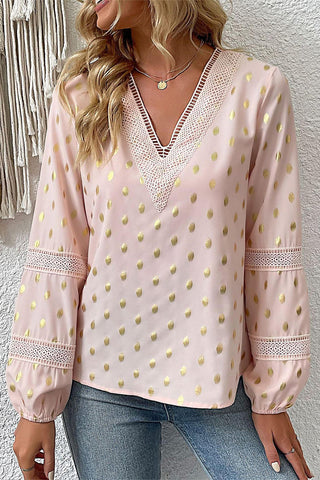 V-Neck Polka Dot Blouse