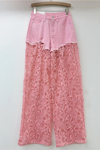 Sequin Mesh Wide Leg Pants