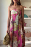 Floral Printed Strapless Maxi Dress