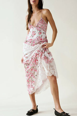 Layered Floral Lace Maxi Dress