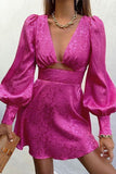 Puff Sleeve Cut-Out Mini Dress