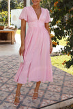 Button-Front Casual Midi Dress