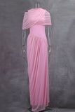 Draped Off-Shoulder Evening Gown