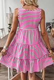 Sleeveless Tiered Striped Dress