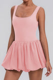 Scoop Neck Casual Bubble Hem Dress