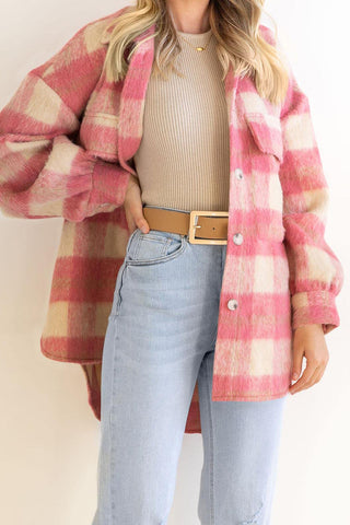 Plaid Button-Front Jacket