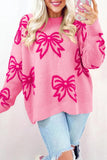 Playful Bow Pattern Casual Loose Sweater