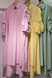 Ruffle-Sleeve Button-Front Dress