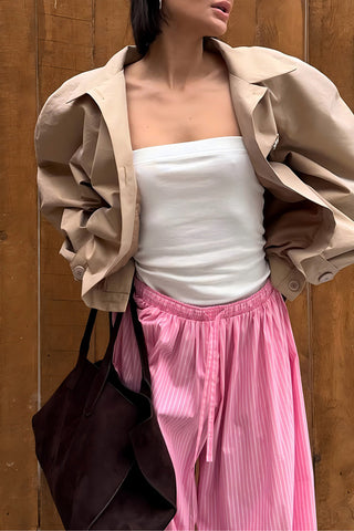 Elastic-Waist Wide-Leg Casual Pants