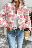 Floral Patterned Zip-Up Cropped Jacket