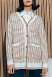 Houndstooth Button Cardigan Sweater