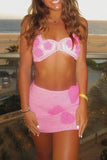 Crochet Heart Bikini Skirt Set