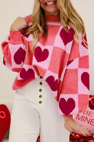 Heart Block Mock Neck Sweater