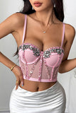 Embellished Mesh Tank Top