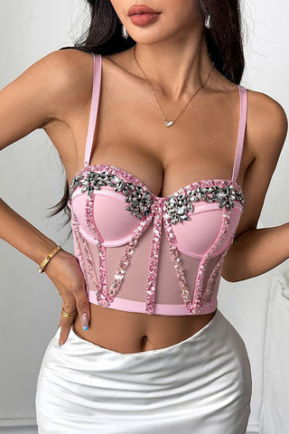 Embellished Mesh Tank Top