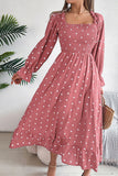 Polka Dot Smocked A-Line Dress