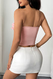Floral Appliqué Corset Tank Top