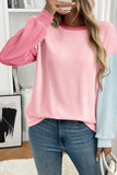 Casual Long Sleeve Colorblock T-Shirt