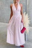 Halter Polka Dot Maxi Dress