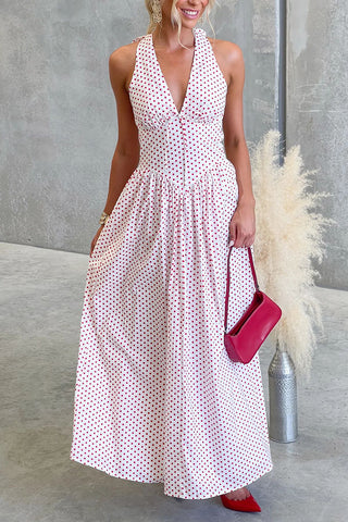 Halter Polka Dot Maxi Dress