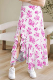 Ruffle Split Floral Maxi Skirt