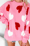 Heart Patterned Oversized Sweater
