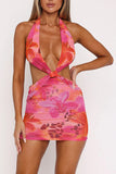Halter Cut-Out Floral Sundress