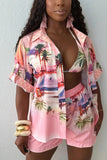 Tropical Print Three-Piece Short Set