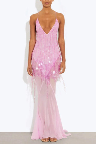 Elegant V-Neck Evening Gown