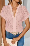 Short Sleeve Embroidered Lace Blouse