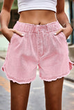 Frayed Hem Casual Shorts