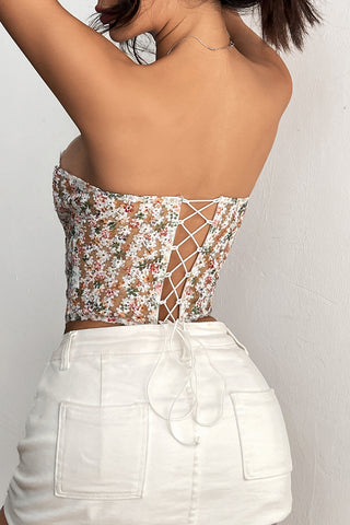 Strapless Floral Lace Bustier Top