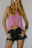 Printed Tank Top with Asymmetrical Hem