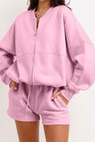 Casual Zip-Up Short Set