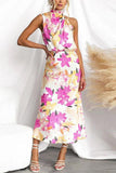 Floral Print Sleeveless Midi Dress