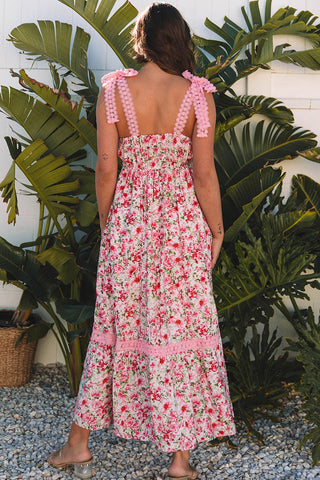 Floral Bow Strap Maxi Dress