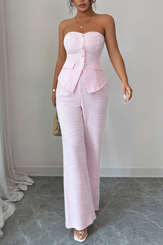 Strapless Buttoned Pants Set