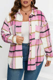 Plaid Color Block Button Up Jacket