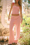 Strapless Striped Pants Set