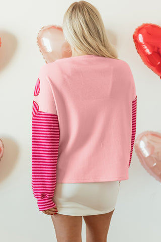 Floral Patch Striped Sleeve Top