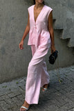 Sleeveless Peplum Pants Sets