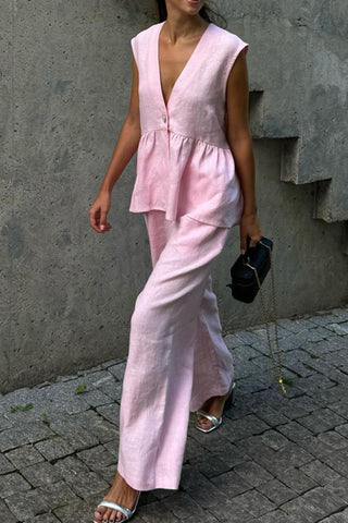 Sleeveless Peplum Pants Sets