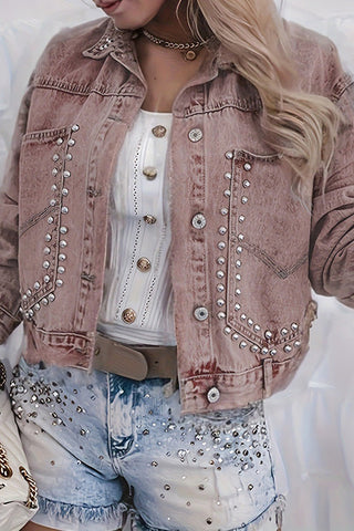 Studded Denim Jacket with Button Accents