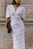 V-Neck Floral Midi Dress