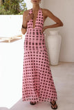 Polka Dot Halter Maxi Dress