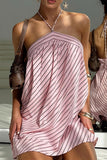 Halter Striped Casual Dress