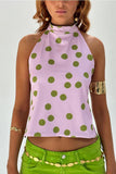 Polka Dot High Neck Tank Top