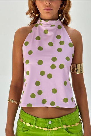 Polka Dot High Neck Tank Top