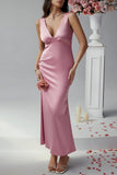 Elegant Deep V-Neck Evening Gown