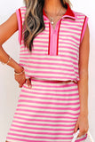 Striped Skirt Set with Polo Top
